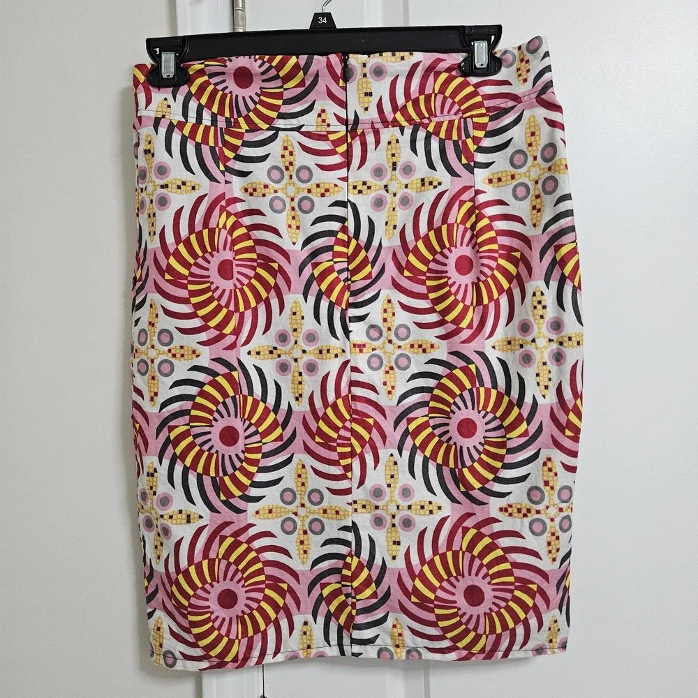 Grass Fields African Pencil Skirt Girls SZ 14 (30x23) Geometric Print Zipper EUC